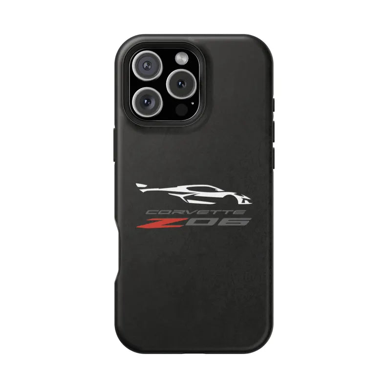 Corvette Z06 Magnetic Tough Case, iPhone Case, Impact Resistant, MagSafe, Rubber Liner, Matte or Glossy, Cell Phone Case