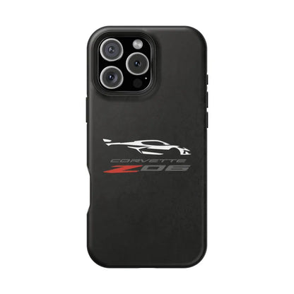 Corvette Z06 Magnetic Tough Case, iPhone Case, Impact Resistant, MagSafe, Rubber Liner, Matte or Glossy, Cell Phone Case