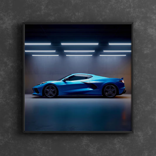 Corvette Printable Wall Art, Gifts for Car Guys, Gifts for Car Girls, Instant Download, Digital Download, Blue Corvette C8