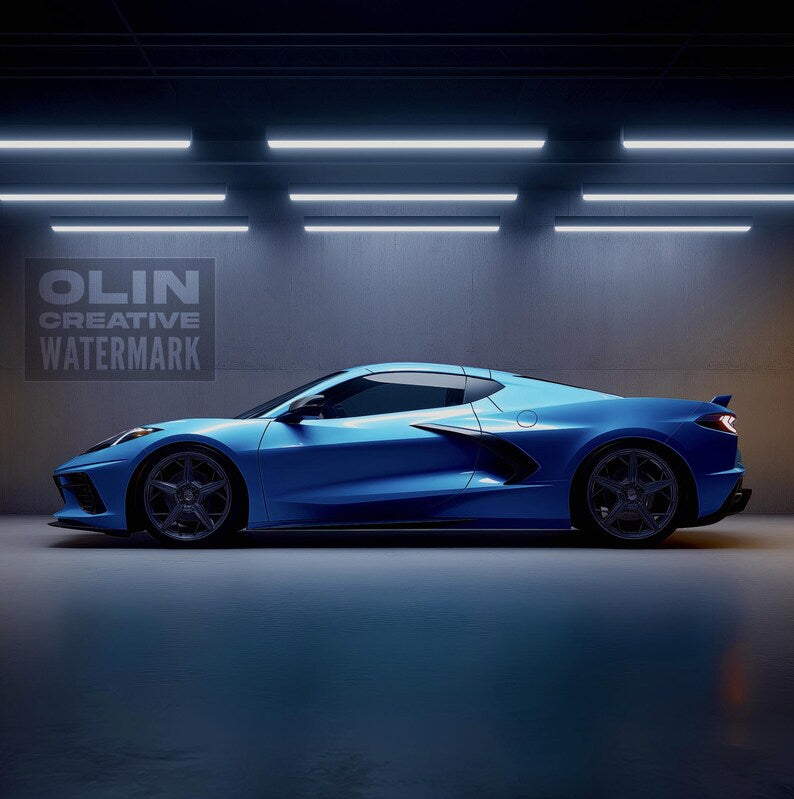 Corvette Printable Wall Art, Gifts for Car Guys, Gifts for Car Girls, Instant Download, Digital Download, Blue Corvette C8