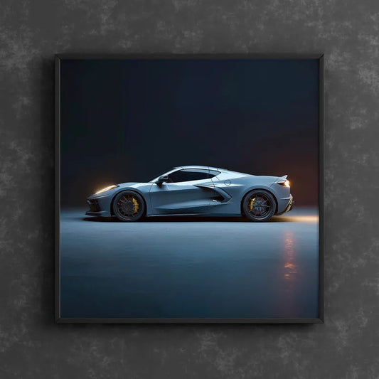 Corvette Printable Wall Art, Gifts for Car Guys, Gifts for Car Girls, Instant Download, Digital Download, Blue Corvette C8