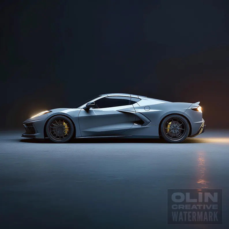 Corvette Printable Wall Art, Gifts for Car Guys, Gifts for Car Girls, Instant Download, Digital Download, Blue Corvette C8