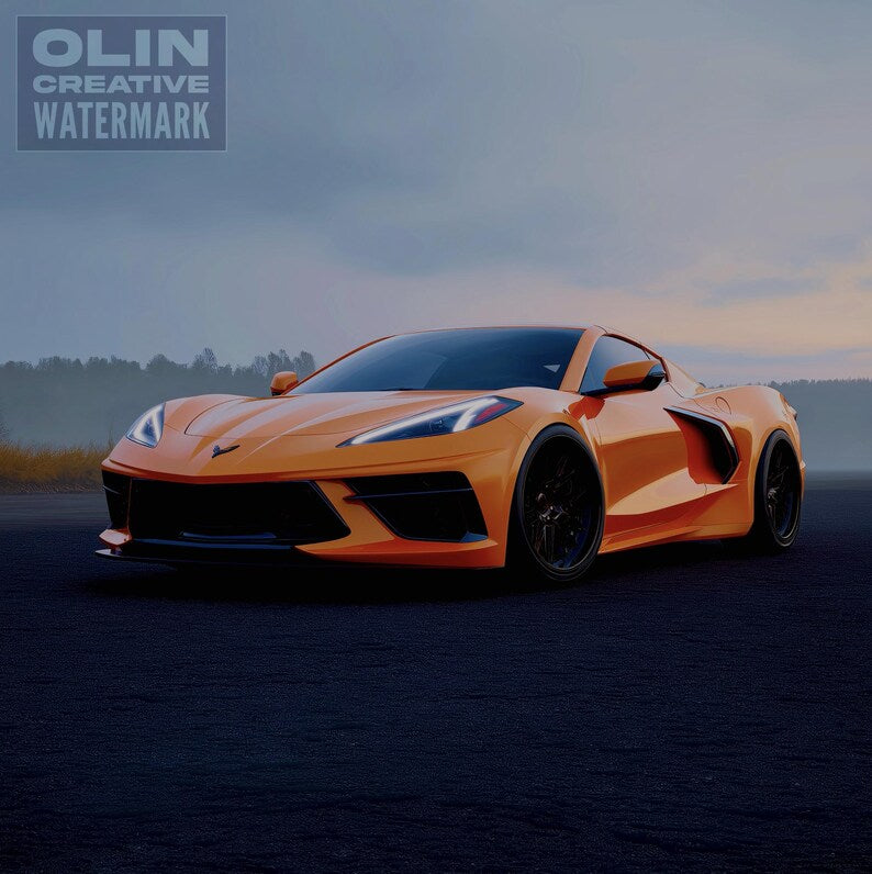 Corvette Printable Wall Art, Gifts for Car Guys, Gifts for Car Girls, Instant Download, Digital Download, Orange Corvette C8