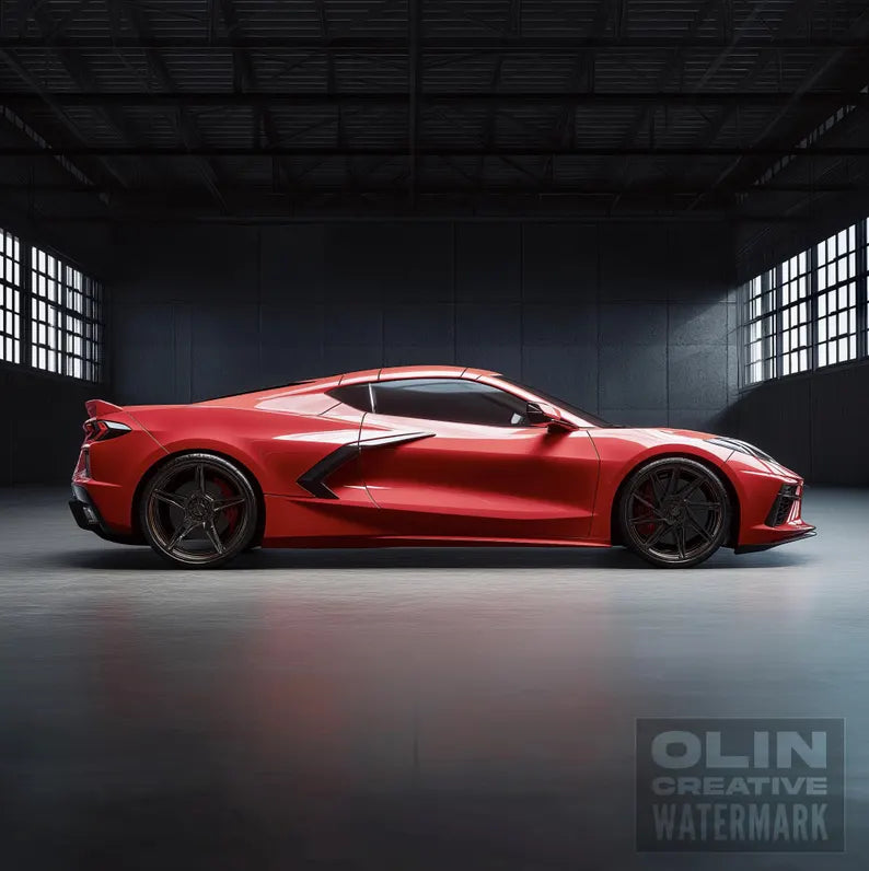 Red Corvette C8 Printable Wall Art, Gifts for Car Guys, Gifts for Car Girls, Instant Download, Digital Download