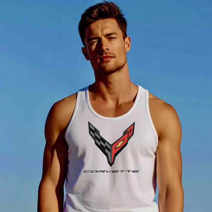 Corvette C8 Men's Jersey Tank, Beach Tank, Gym Top, Corvette Shirt, C8 Logo, Men's Tank Top, Women's Tank Top, Unisex, Bella+Canvas Brand