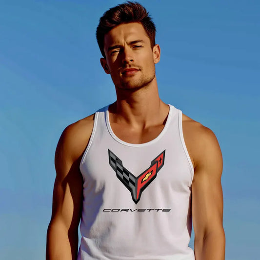Corvette C8 Men's Jersey Tank, Beach Tank, Gym Top, Corvette Shirt, C8 Logo, Men's Tank Top, Women's Tank Top, Unisex, Bella+Canvas Brand