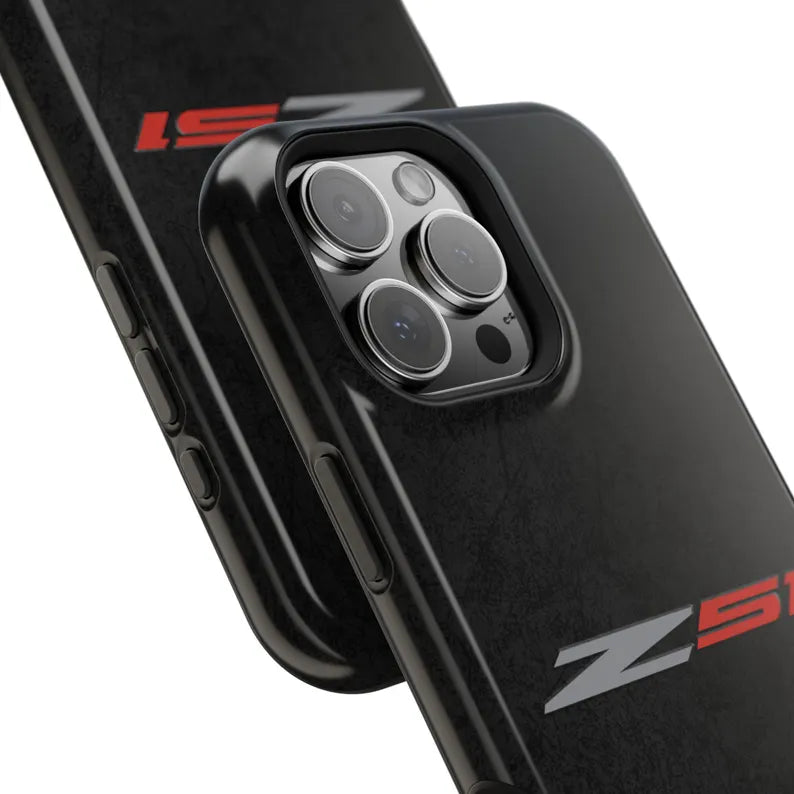 Corvette Z51 Magnetic Tough Case, iPhone Case, Impact Resistant, MagSafe, Rubber Liner, Matte or Glossy, Cell Phone Case