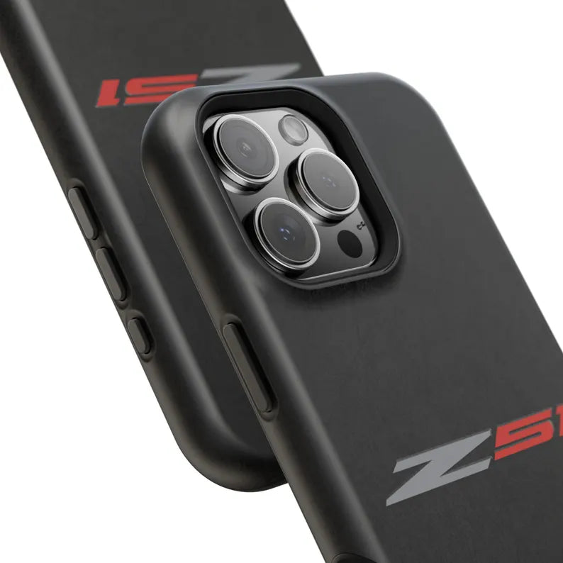 Corvette Z51 Magnetic Tough Case, iPhone Case, Impact Resistant, MagSafe, Rubber Liner, Matte or Glossy, Cell Phone Case