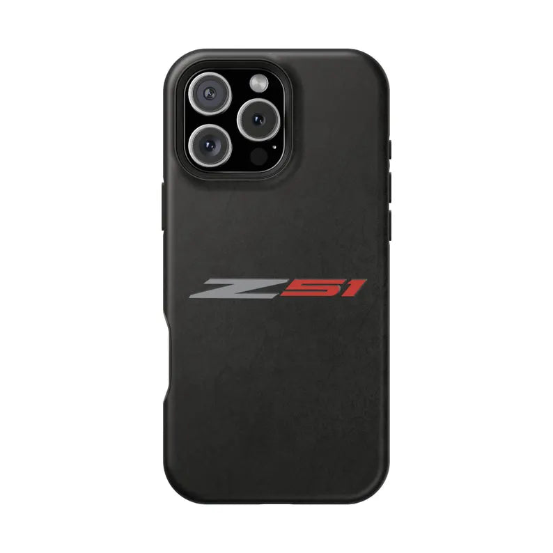 Corvette Z51 Magnetic Tough Case, iPhone Case, Impact Resistant, MagSafe, Rubber Liner, Matte or Glossy, Cell Phone Case