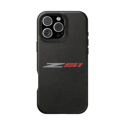 Corvette Z51 Magnetic Tough Case, iPhone Case, Impact Resistant, MagSafe, Rubber Liner, Matte or Glossy, Cell Phone Case