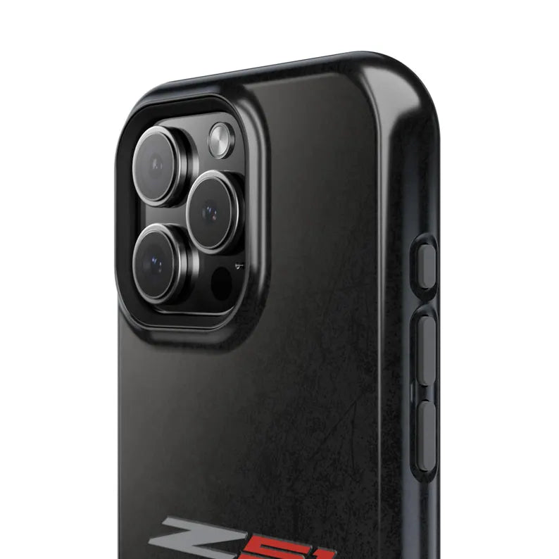 Corvette Z51 Magnetic Tough Case, iPhone Case, Impact Resistant, MagSafe, Rubber Liner, Matte or Glossy, Cell Phone Case