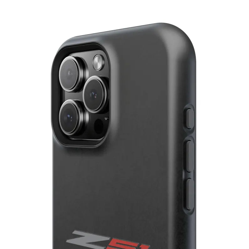 Corvette Z51 Magnetic Tough Case, iPhone Case, Impact Resistant, MagSafe, Rubber Liner, Matte or Glossy, Cell Phone Case