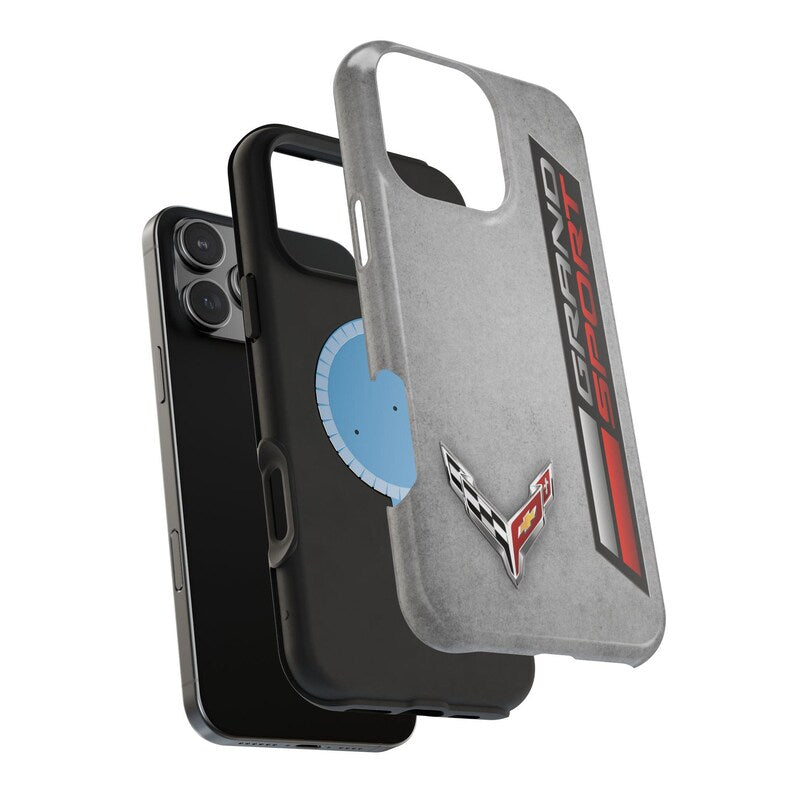 Corvette Grand Sport Magnetic Tough Case, iPhone Case, Impact Resistant, MagSafe, Rubber Liner, Matte or Glossy, Cell Phone Case
