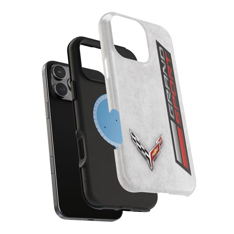 Corvette Grand Sport Magnetic Tough Case, iPhone Case, Impact Resistant, MagSafe, Rubber Liner, Matte or Glossy, Cell Phone Case