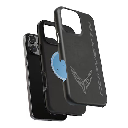 Corvette C8 Magnetic Tough Case, iPhone Case, Impact Resistant, MagSafe, Rubber Liner, Matte or Glossy, Cell Phone Case