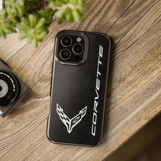 Corvette C8 Magnetic Tough Case, iPhone Case, Impact Resistant, MagSafe, Rubber Liner, Matte or Glossy, Cell Phone Case