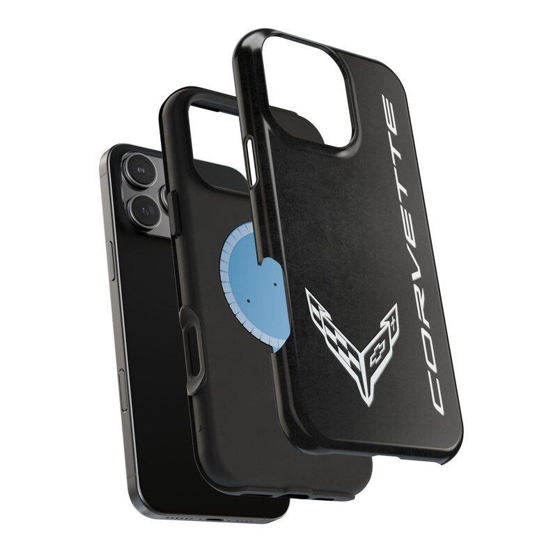 Corvette C8 Magnetic Tough Case, iPhone Case, Impact Resistant, MagSafe, Rubber Liner, Matte or Glossy, Cell Phone Case