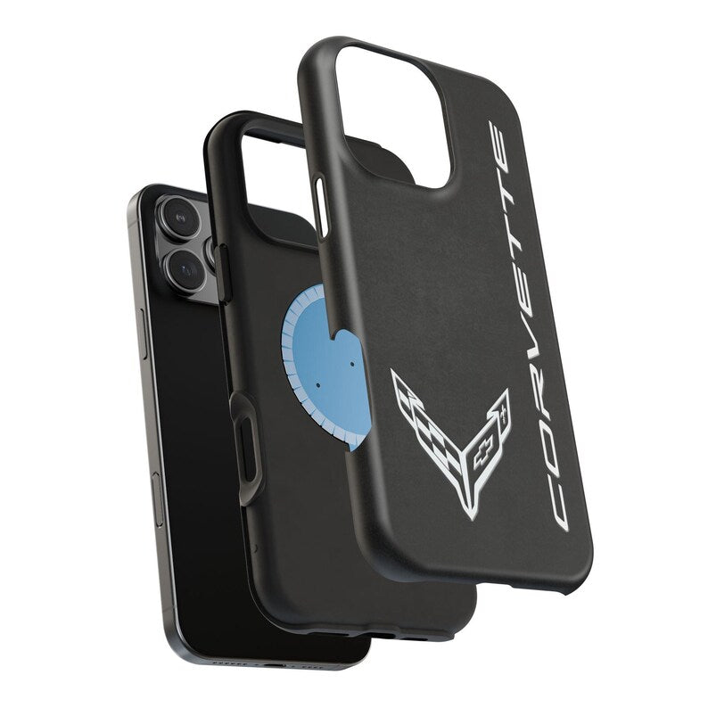 Corvette C8 Magnetic Tough Case, iPhone Case, Impact Resistant, MagSafe, Rubber Liner, Matte or Glossy, Cell Phone Case