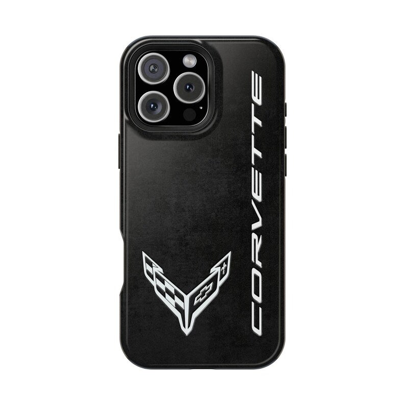 Corvette C8 Magnetic Tough Case, iPhone Case, Impact Resistant, MagSafe, Rubber Liner, Matte or Glossy, Cell Phone Case