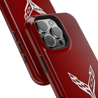 Corvette C8 Magnetic Tough Case, iPhone Case, Impact Resistant, MagSafe, Rubber Liner, Matte or Glossy, Cell Phone Case
