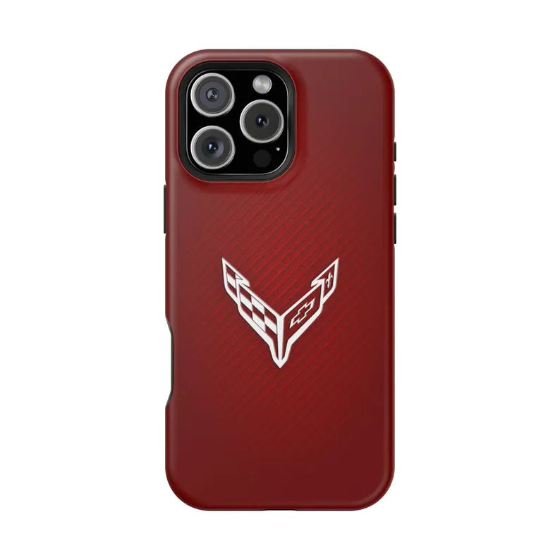 Corvette C8 Magnetic Tough Case, iPhone Case, Impact Resistant, MagSafe, Rubber Liner, Matte or Glossy, Cell Phone Case