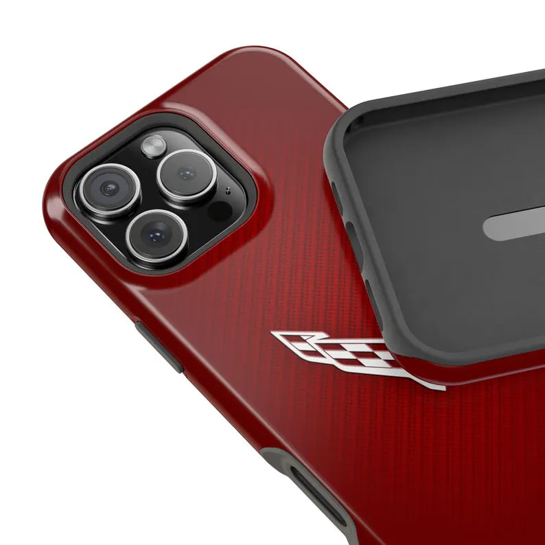 Corvette C8 Magnetic Tough Case, iPhone Case, Impact Resistant, MagSafe, Rubber Liner, Matte or Glossy, Cell Phone Case