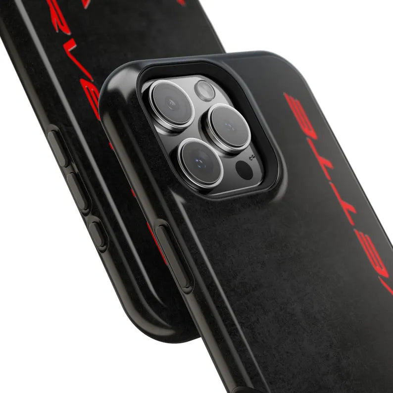 Corvette C8 Magnetic Tough Case, iPhone Case, Impact Resistant, MagSafe, Rubber Liner, Matte or Glossy, Cell Phone Case