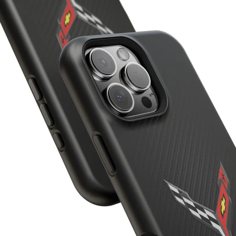 Corvette C8 Magnetic Tough Case, iPhone Case, Impact Resistant, MagSafe, Rubber Liner, Matte or Glossy, Cell Phone Case