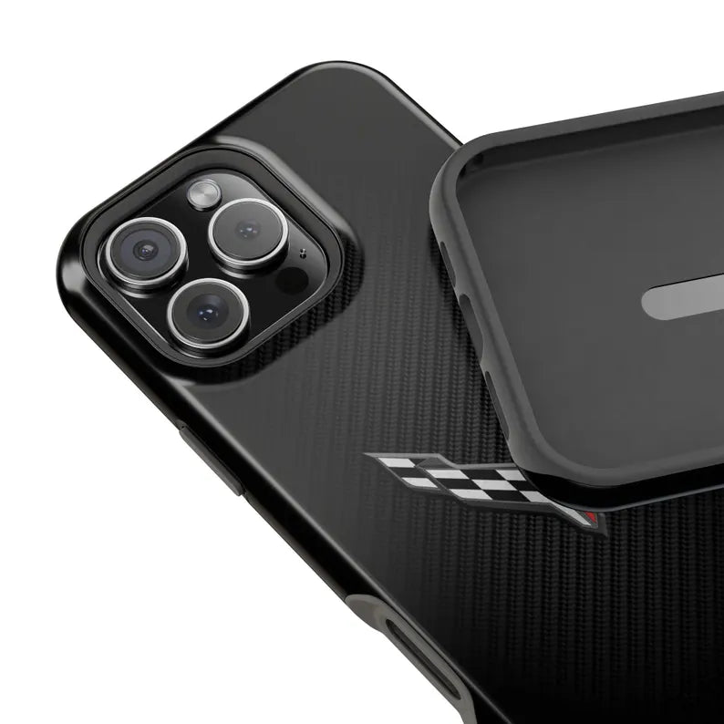 Corvette C8 Magnetic Tough Case, iPhone Case, Impact Resistant, MagSafe, Rubber Liner, Matte or Glossy, Cell Phone Case