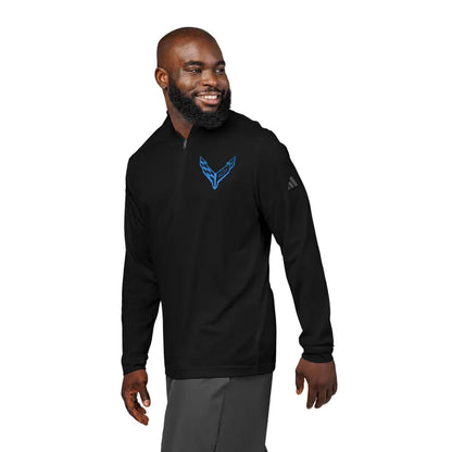 Adidas® Quarter-Zip Corvette C8 Pullover, Athletic Wear, Gym Lovers, Gifts for Him/Her, Casual Wear, Long Sleeve, Blue Corvette Logo
