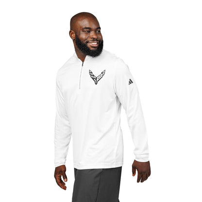 Adidas® Quarter-Zip Corvette C8 Pullover, Athletic Wear, Gym Lovers, Gifts for Him/Her, Casual Wear, Long Sleeve, Black Corvette Logo