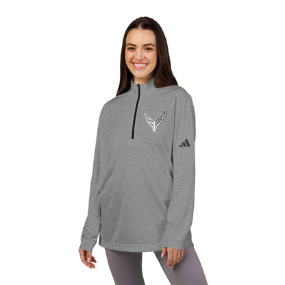 Adidas® Quarter-Zip Corvette C8 Pullover, Athletic Wear, Gym Lovers, Gifts for Him/Her, Casual Wear, Long Sleeve, White Corvette Logo