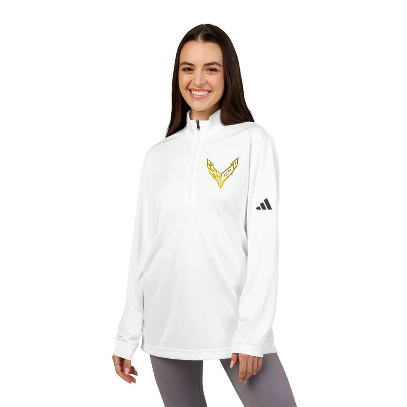 Adidas® Quarter-Zip Corvette C8 Pullover,  Athletic Wear, Gym Lovers, Gifts for Him/Her, Casual Wear, Long Sleeve
