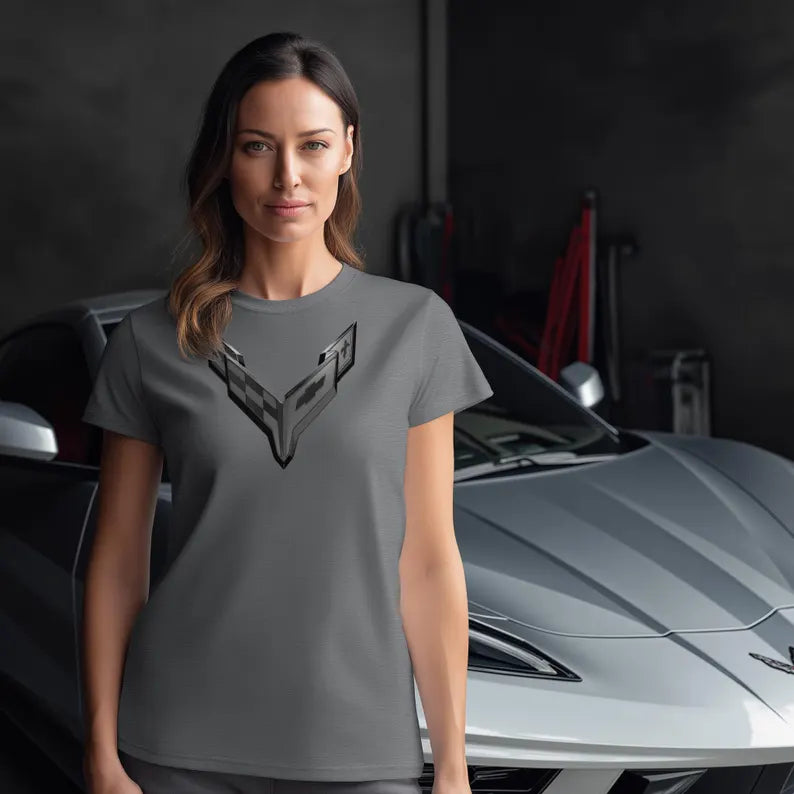 Corvette C8 Blackout Emblem T-Shirt, C8 Logo, Bella+Canvas T-Shirt, Corvette Apparel, Graphic Tee, Soft T-Shirt