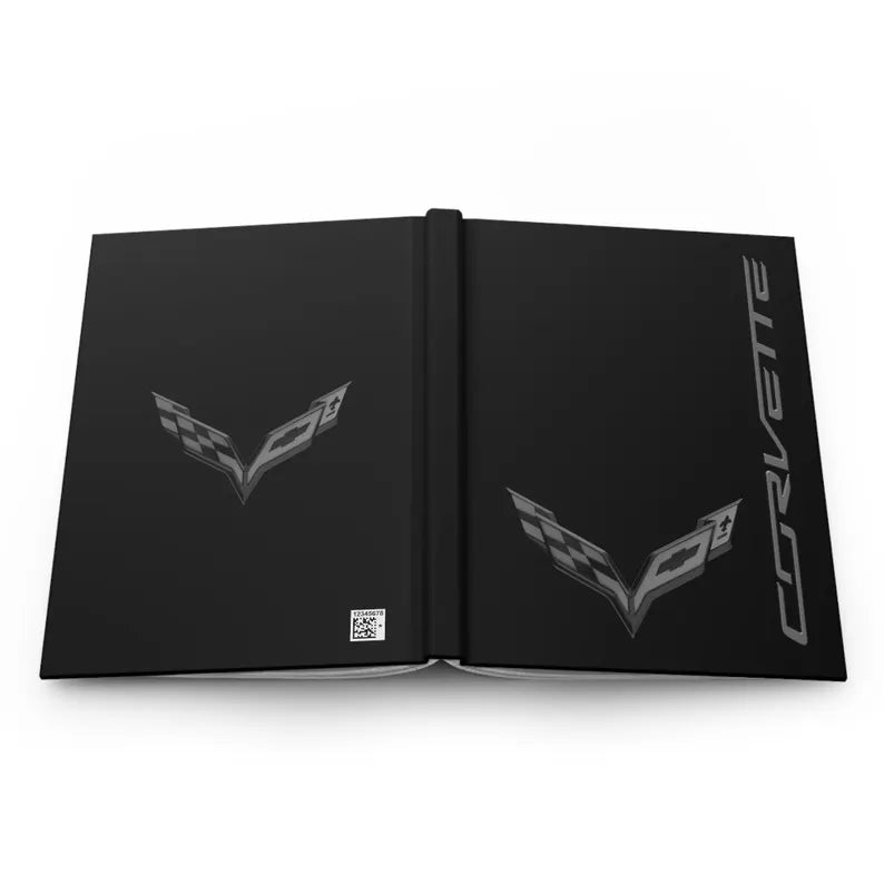 Corvette C7 Blackout Emblem Hardcover Journal, Writing Notebook, Lined Pages, Daily Journal, Motivational Diary, Notepad, C7 Logo
