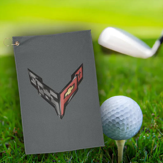 Corvette C8 Golf Towels, Golf Accessories, Sporty Towels for Golf Outings, Gift for Golf Lovers, C8 Logo, C8 Emblem, Club Towel