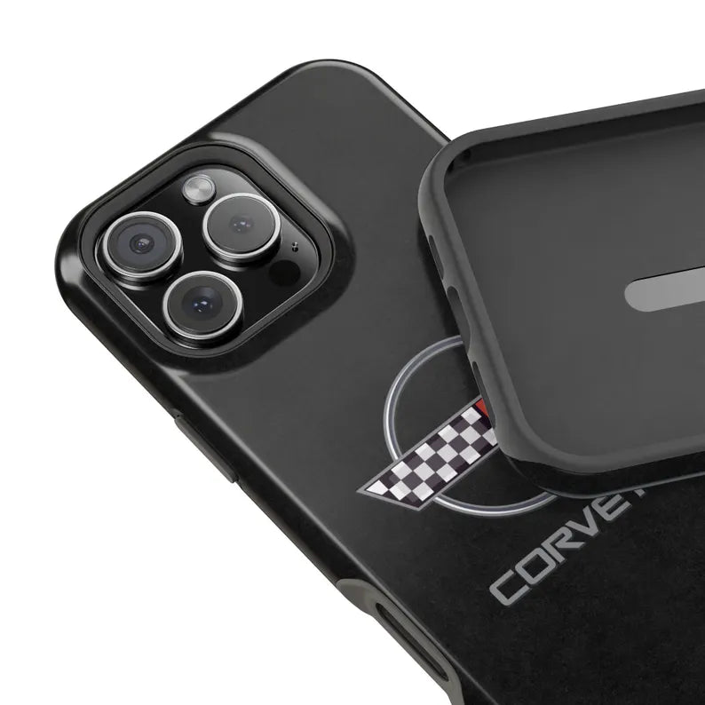 Corvette C4 Magnetic Tough Case, iPhone Case, Impact Resistant, MagSafe, Rubber Liner, Matte or Glossy, Cell Phone Case