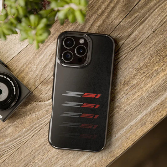 Corvette Z51 Magnetic Tough Case, iPhone Case, Impact Resistant, MagSafe, Rubber Liner, Matte or Glossy, Cell Phone Case