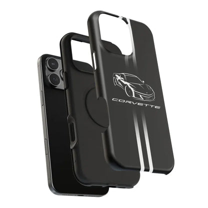 Corvette iPhone Case - Corvette Accessories - Cell Phone Case - Impact Resistant - Rubber Liner - Matte or Glossy - Corvette Logo - C8