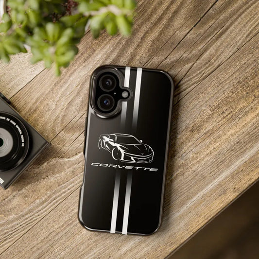 Corvette iPhone Case - Corvette Accessories - Cell Phone Case - Impact Resistant - Rubber Liner - Matte or Glossy - Corvette Logo - C8