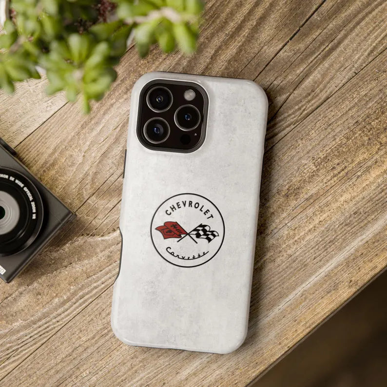 Corvette C1 Magnetic Tough Case, iPhone Case, Impact Resistant, MagSafe, Rubber Liner, Matte or Glossy, C1 Emblem, C1 Logo, Cell Phone Case