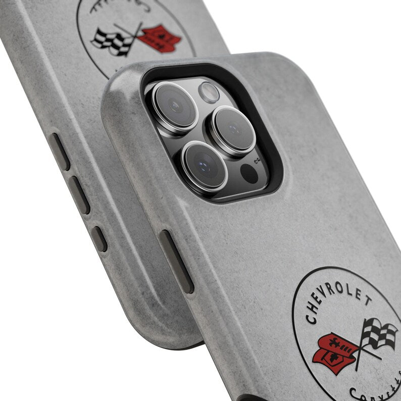 Corvette C1 Magnetic Tough Case, iPhone Case, Impact Resistant, MagSafe, Rubber Liner, Matte or Glossy, C1 Emblem, C1 Logo, Cell Phone Case