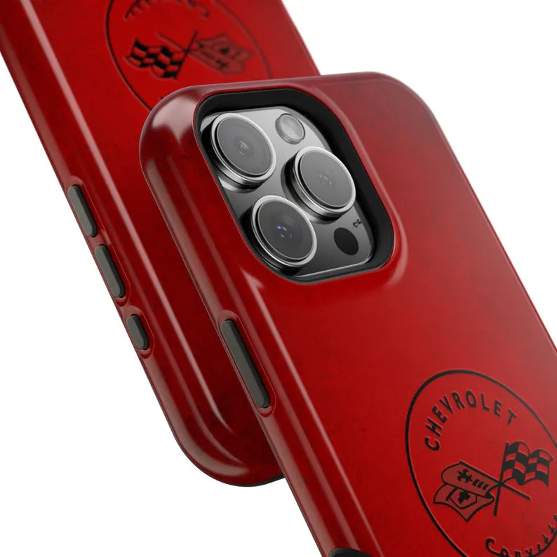 Corvette C1 Magnetic Tough Case, iPhone Case, Impact Resistant, MagSafe, Rubber Liner, Matte or Glossy, C1 Emblem, C1 Logo, Cell Phone Case