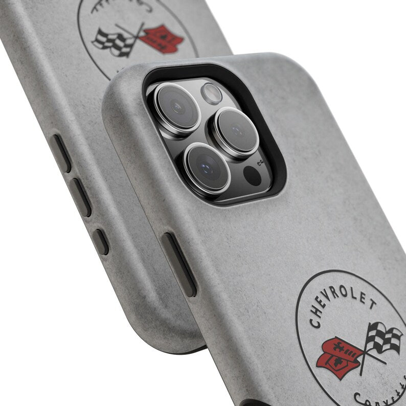 Corvette C1 Magnetic Tough Case, iPhone Case, Impact Resistant, MagSafe, Rubber Liner, Matte or Glossy, C1 Emblem, C1 Logo, Cell Phone Case
