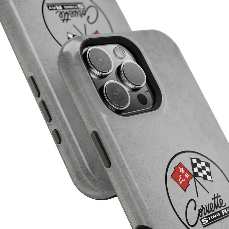 Corvette C2 Magnetic Tough Case, iPhone Case, Impact Resistant, MagSafe, Rubber Liner, Matte or Glossy, C2 Emblem, C2 Logo, Cell Phone Case