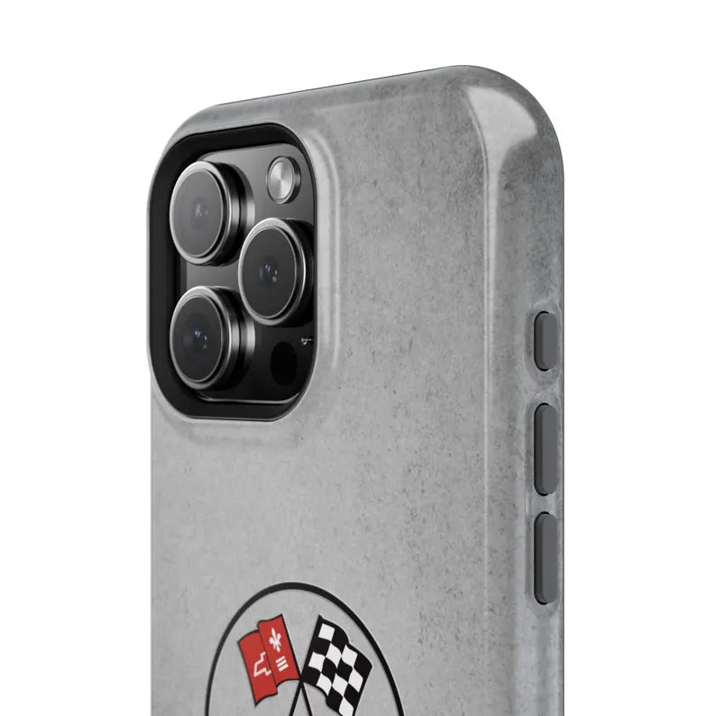 Corvette C2 Magnetic Tough Case, iPhone Case, Impact Resistant, MagSafe, Rubber Liner, Matte or Glossy, C2 Emblem, C2 Logo, Cell Phone Case