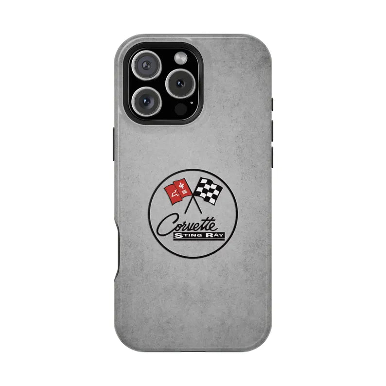 Corvette C2 Magnetic Tough Case, iPhone Case, Impact Resistant, MagSafe, Rubber Liner, Matte or Glossy, C2 Emblem, C2 Logo, Cell Phone Case
