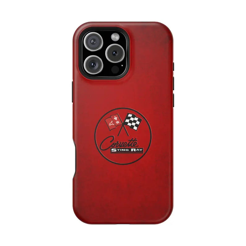 Corvette C2 Magnetic Tough Case, iPhone Case, Impact Resistant, MagSafe, Rubber Liner, Matte or Glossy, C2 Emblem, C2 Logo, Cell Phone Case