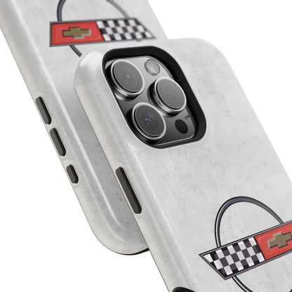 Corvette C4 Magnetic Tough Case, iPhone Case, Impact Resistant, MagSafe, Rubber Liner, Matte or Glossy, C4 Emblem, C4 Logo, Cell Phone Case