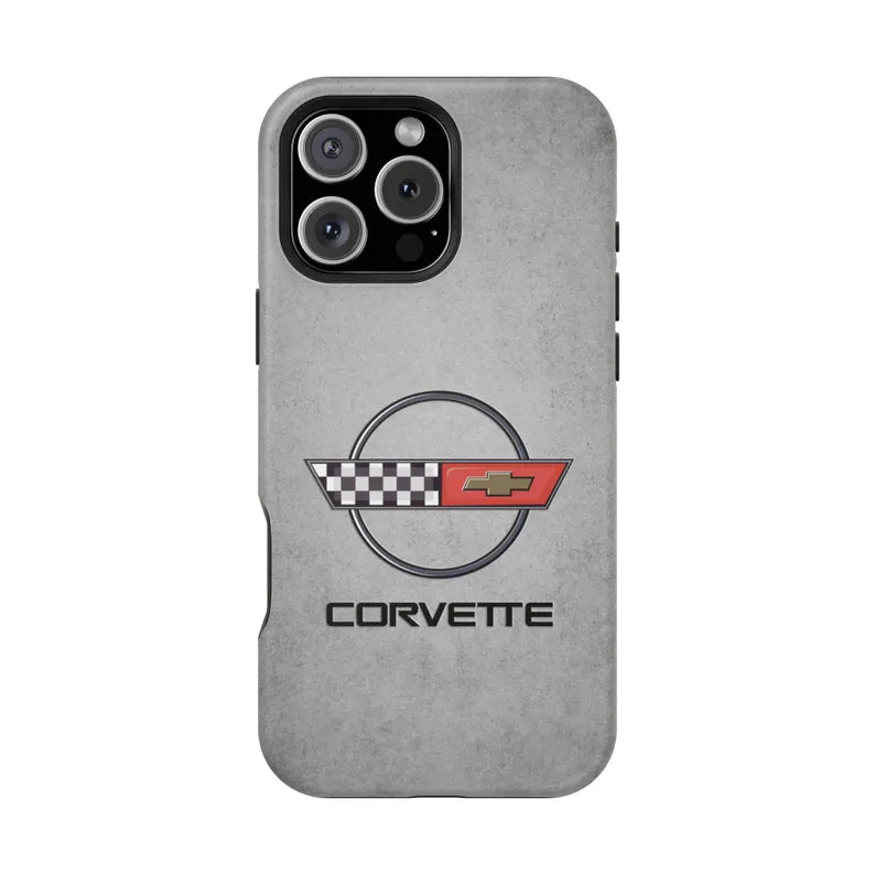 Corvette C4 Magnetic Tough Case, iPhone Case, Impact Resistant, MagSafe, Rubber Liner, Matte or Glossy, C4 Emblem, C4 Logo, Cell Phone Case